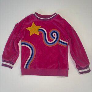 Tucker + Tate Pink Rainbow Star Sweatshirt Toddler Size 2 Velour Retro Graphic